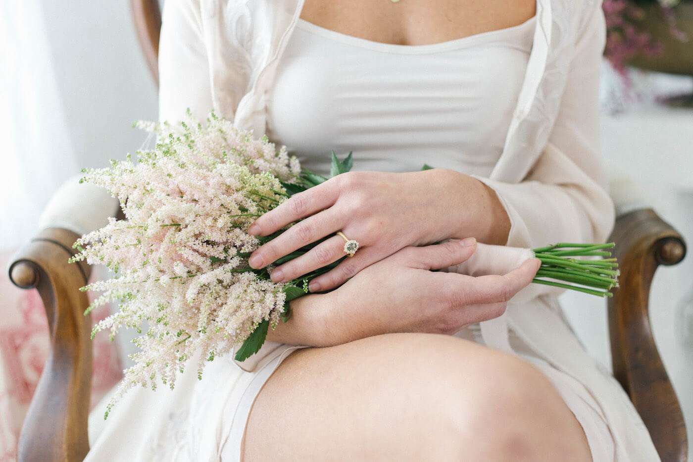 Anello sposa My Golden Age con zaffiro verde acqua e diamanti